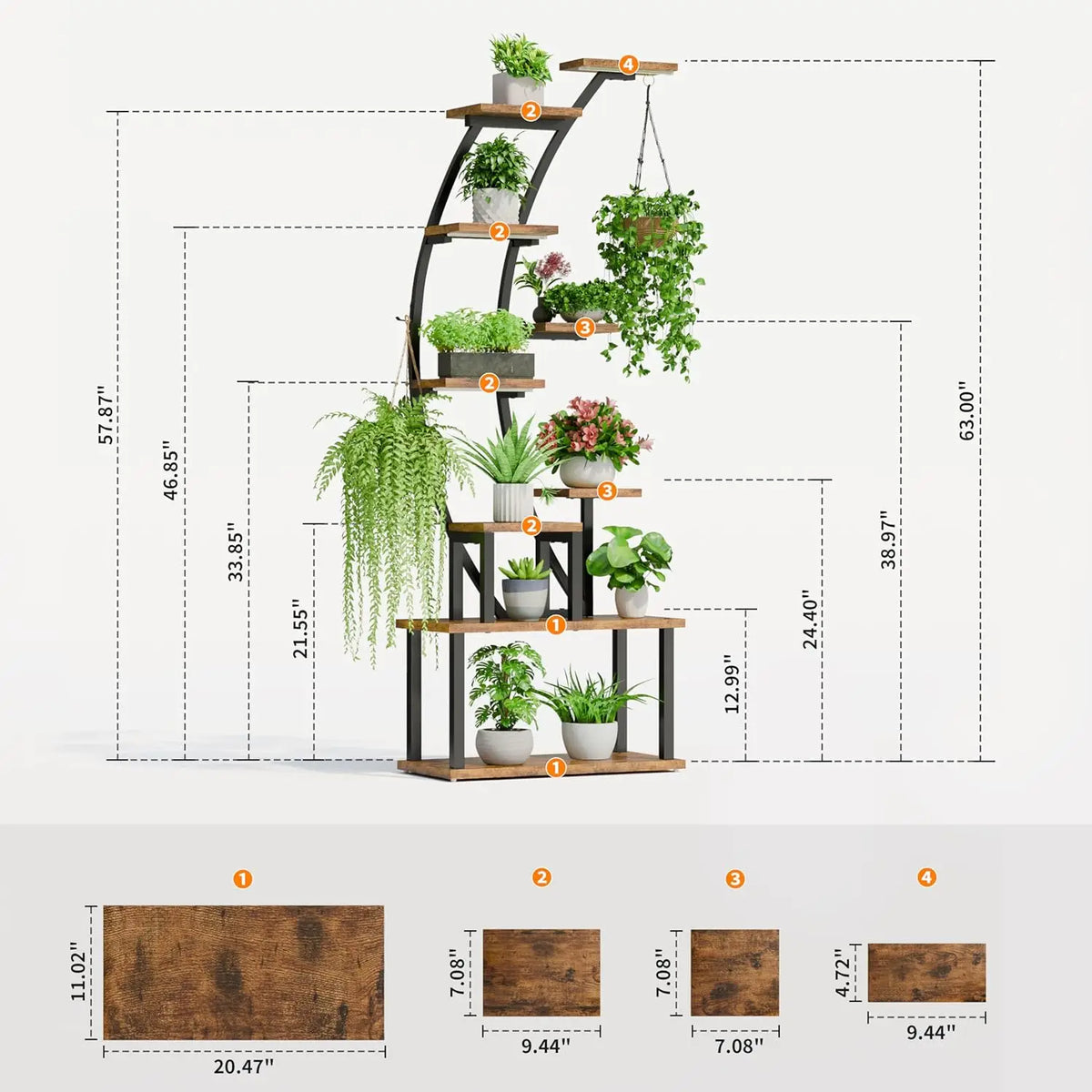 9 Tier Indoor Plant Stand With Grow Lights Metal Corner Shelf