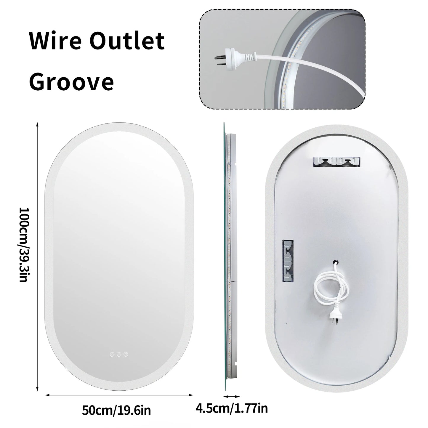 Wisfor Led Bathroom Mirror Oval Backlit Vanity Frameless Anti Fog