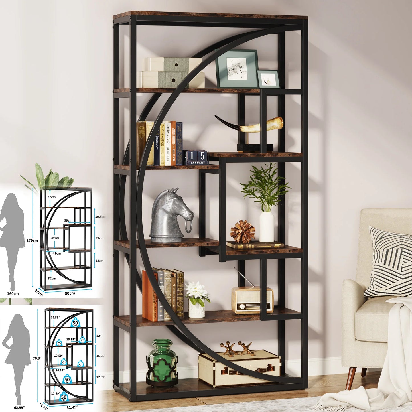 Tribesigns Industrial 5-Tier Etagere Bookshelf