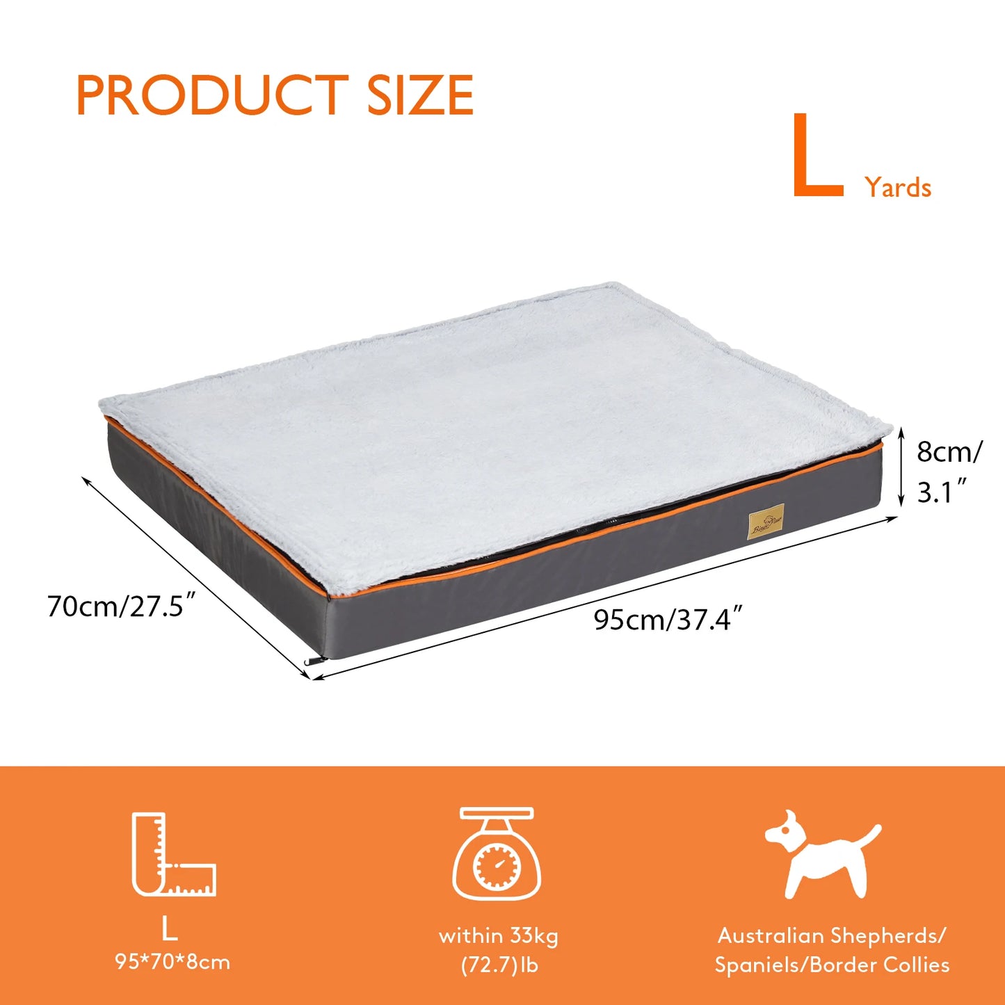 Dog Pet Bed Large Padded Orthopedic Dog Bed Foam Cushion Pets Pillow Bed with Washable Cover