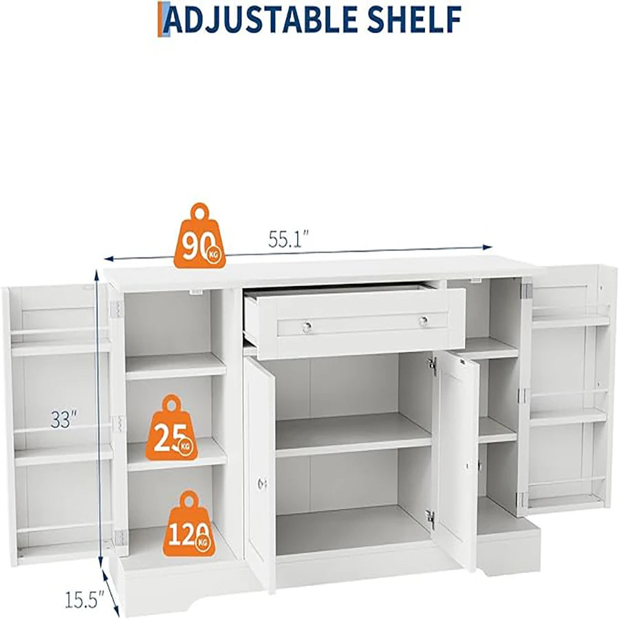 HiMISS Modern Wood Sideboard Buffet Cabinet With Storage