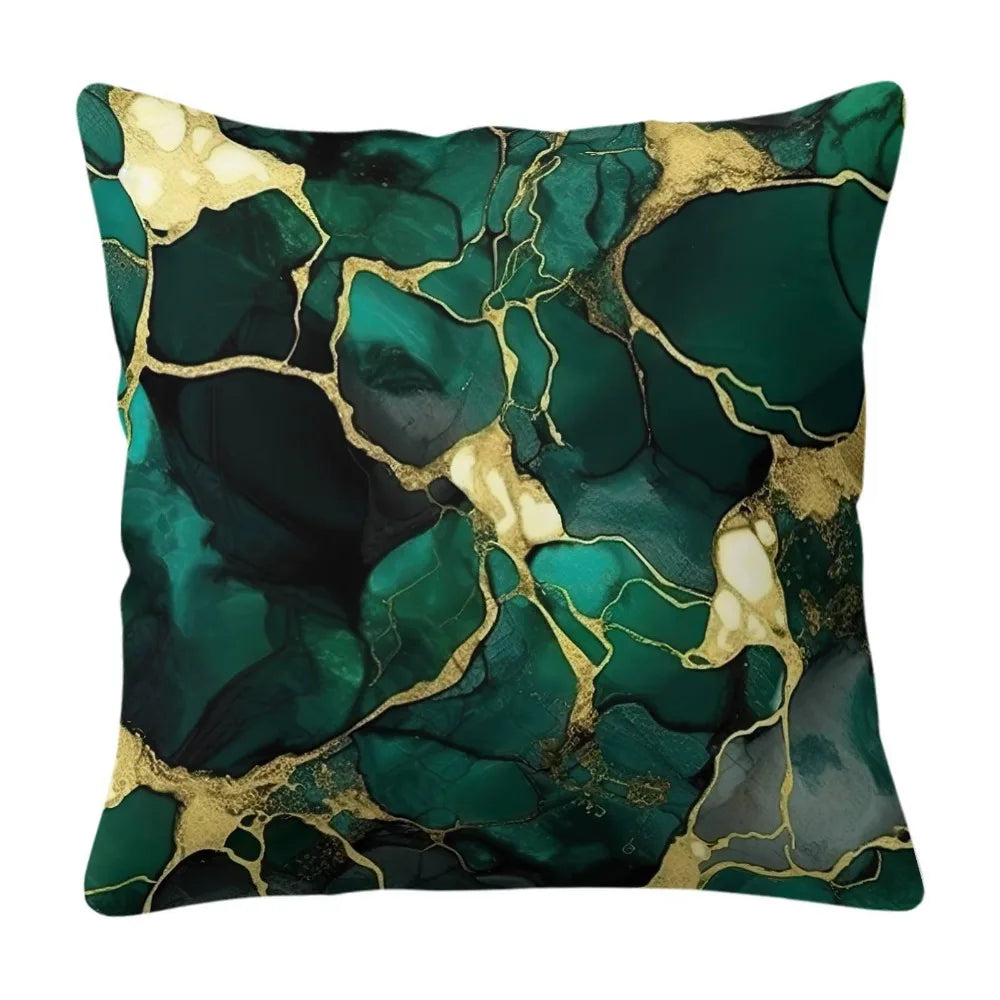Marble Pattern Velvet Pillow Covers Set, Polyester Cushion Cases
