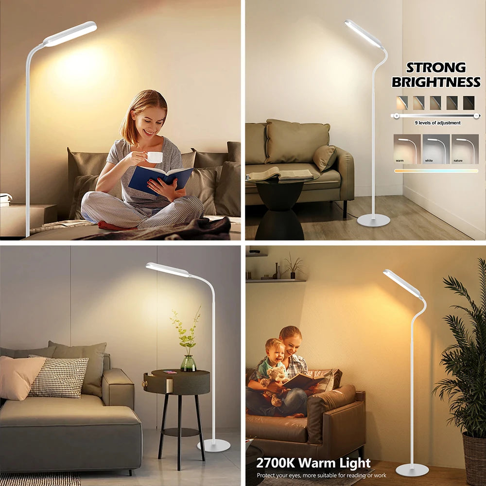 XKZMGD LED Floor Lamp With Gooseneck Dimmable Remote Control