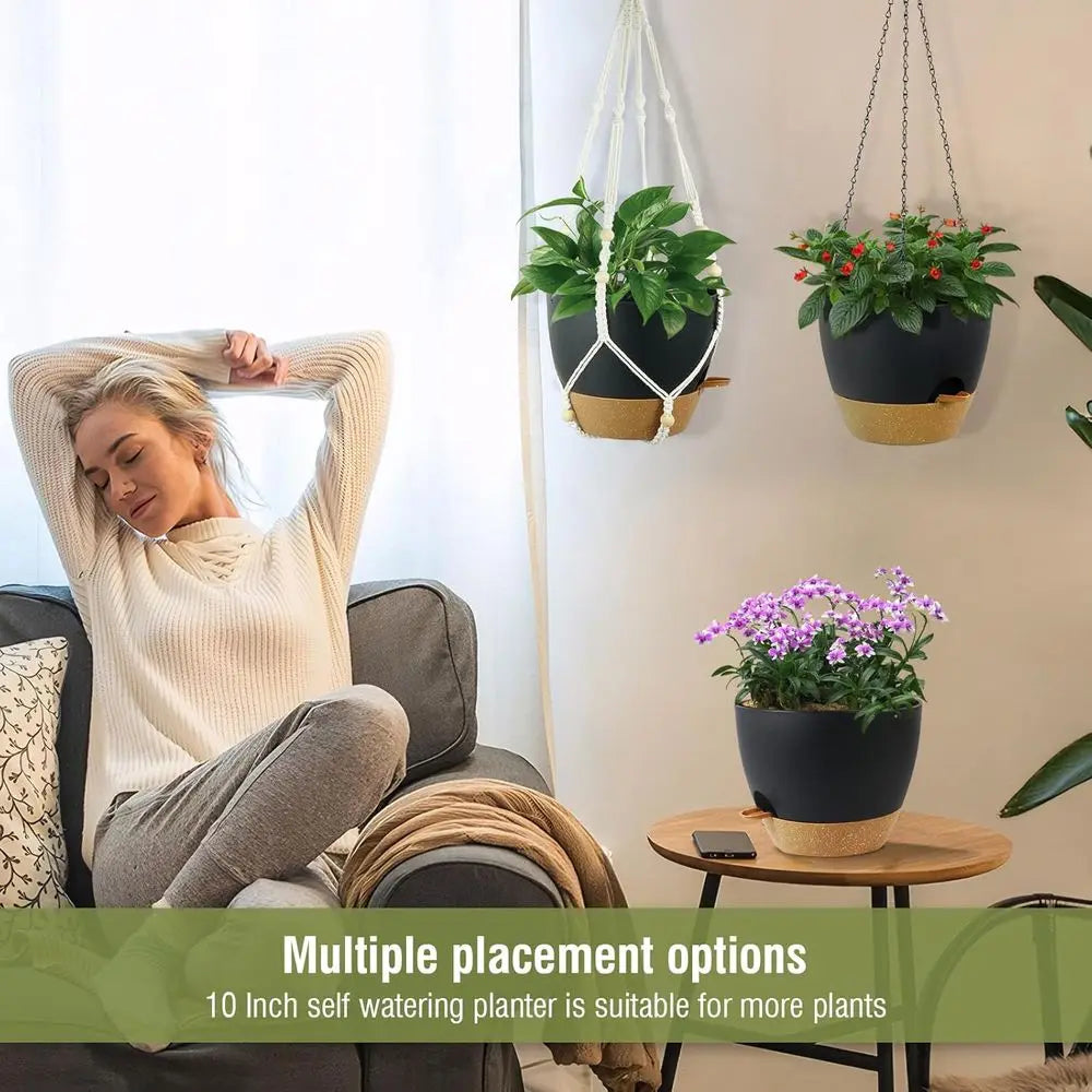 Self Watering Hanging Planters 10 Inch For Indoor Outdoor Use