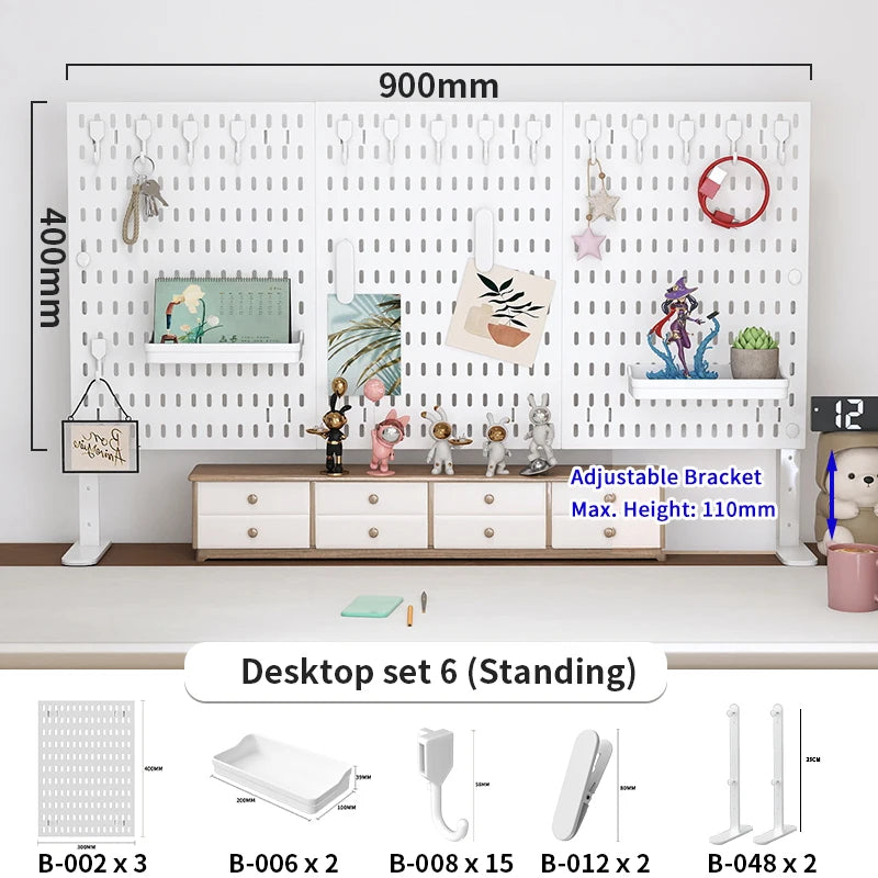 Desktop Pegboard Height Adjustable Standing Storage Rack For Home Office