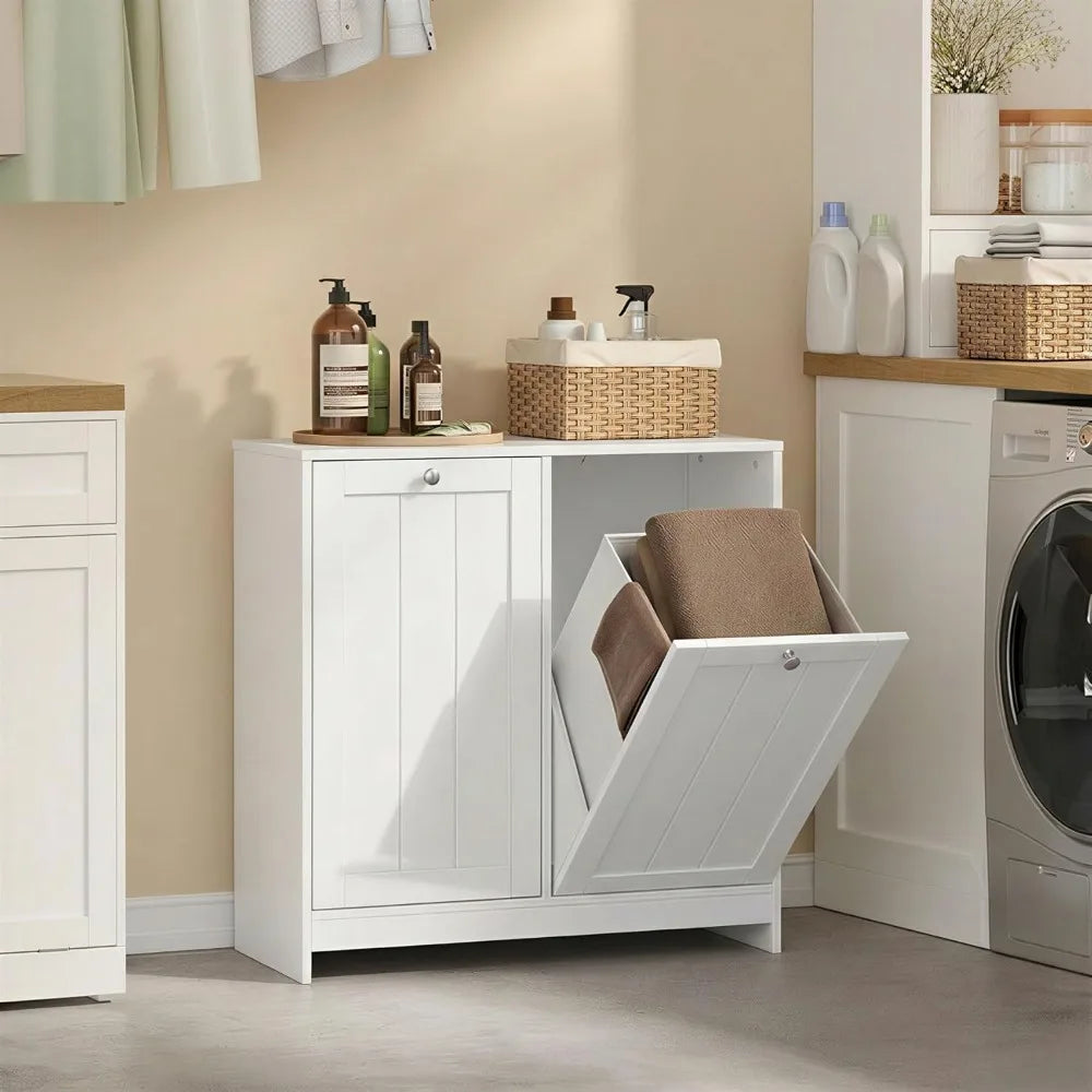 Tilt Out Double Laundry Hamper Cabinet With Removable Baskets
