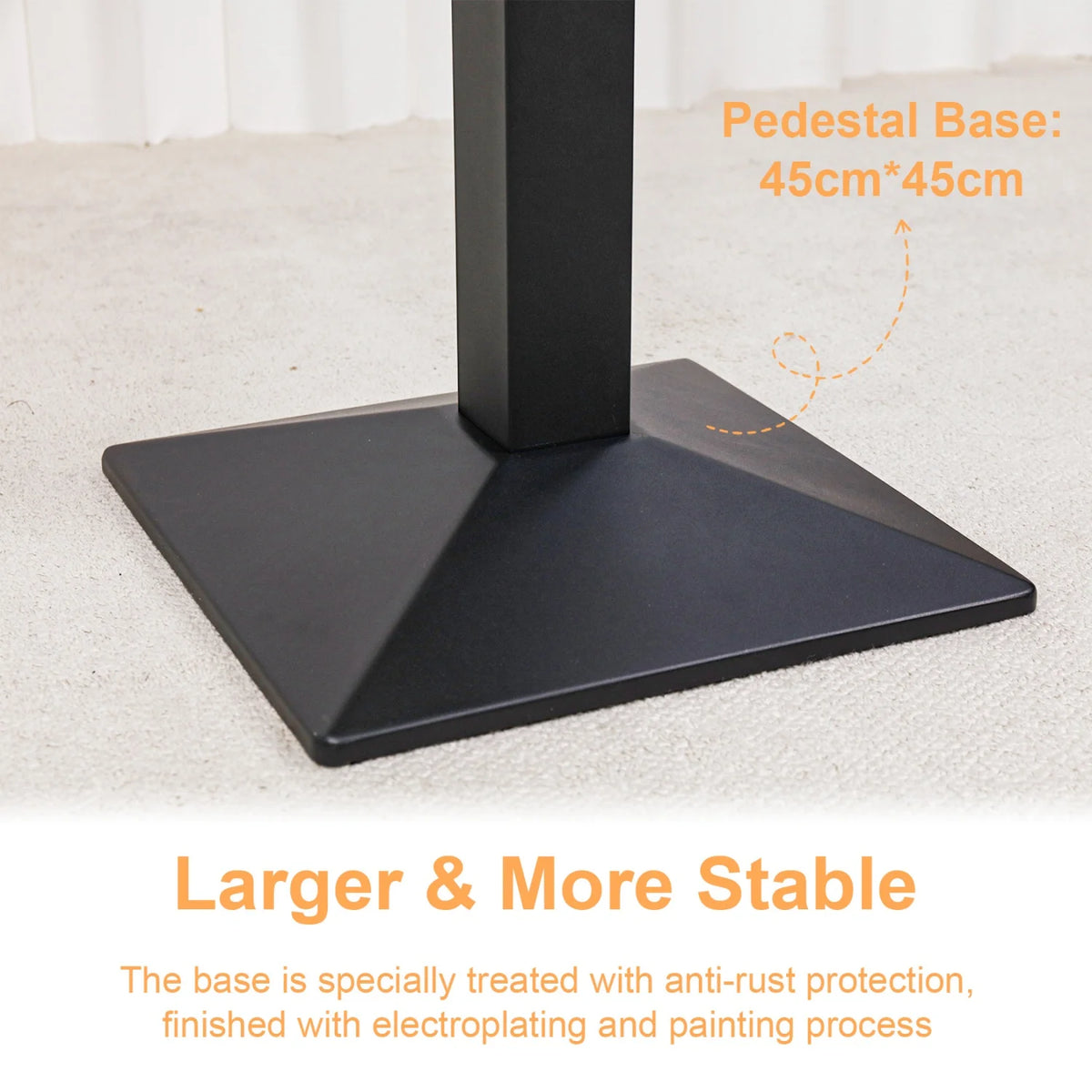 Modern Sintered Stone Rectangular Dining Table With Iron Pedestal Base And Metal Frame