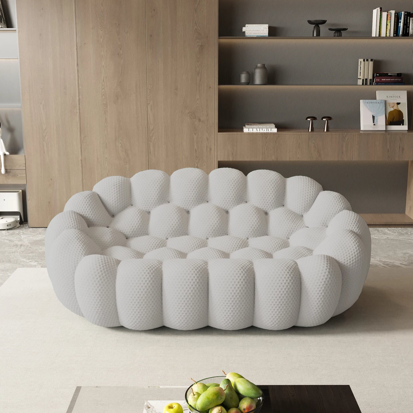 Sdorens Modern Curved Boneless Sofa 3D Knitted Fabric Loveseat