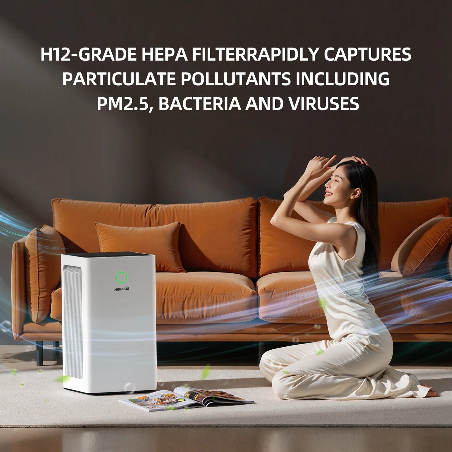 AIRPLUS H13 HEPA Solar Air Purifier Auto Mode Child Lock