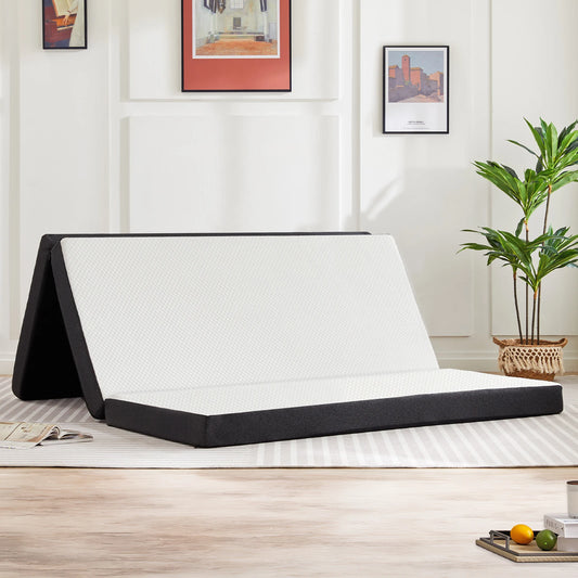 JHK Tri-Fold Memory Foam Mattress with Collapsible and Washable Cover Portable Floor Bed with CertiPUR-US Certified for Travel