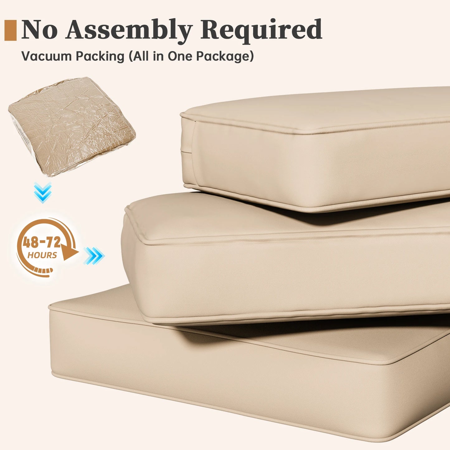 14 Piece Sofa Cushion Set High Density Foam Waterproof Patio Furniture Cushions for Indoor Outdoor - Beige Gray Blue