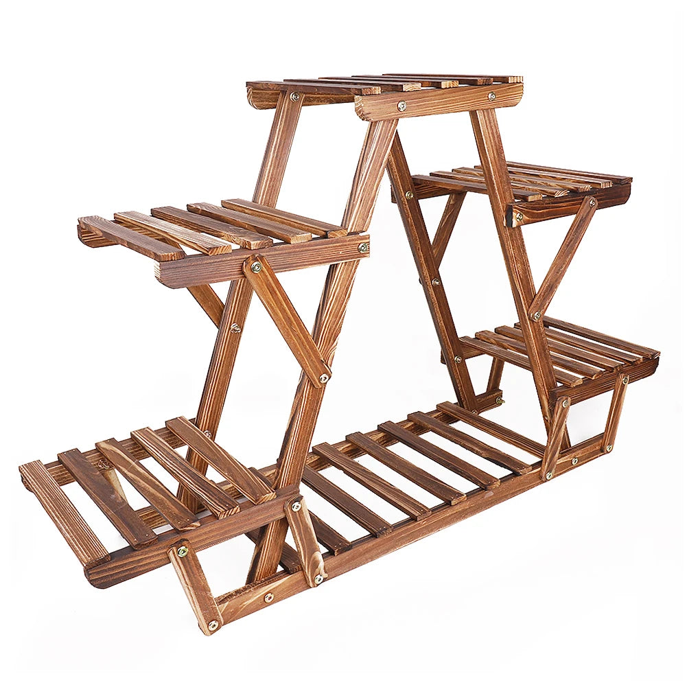 Wisfor 6 Tier Wood Plant Stand Triangle Corner Indoor Outdoor