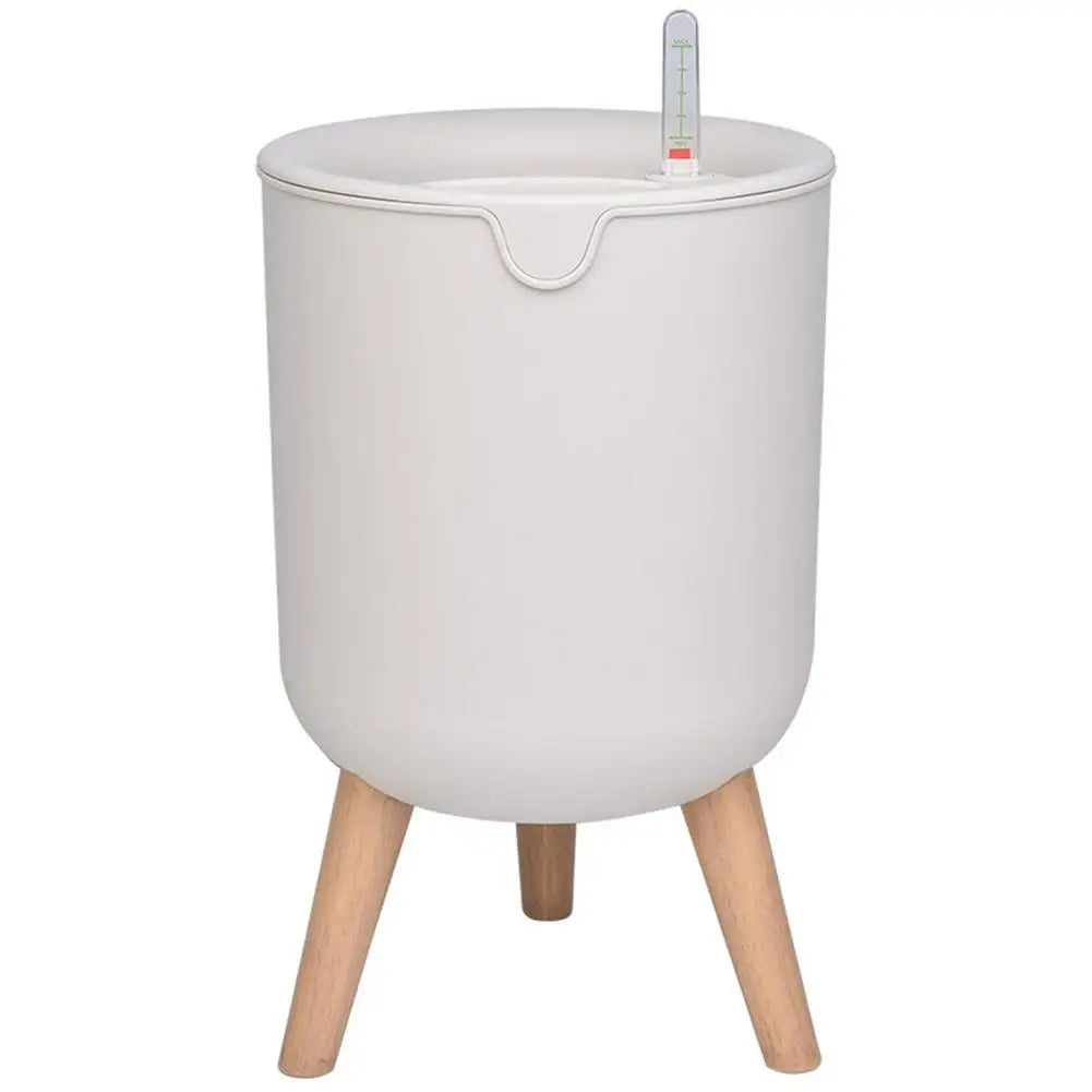 Automatic Self-Watering Bamboo Flower Pot With Wooden Bracket