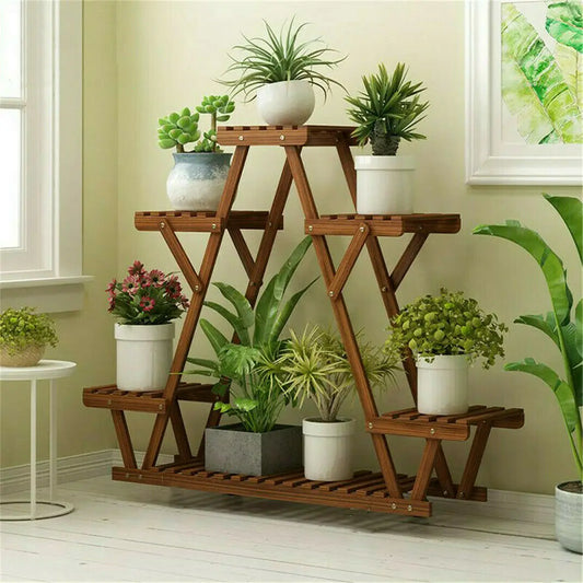 Wisfor 6 Tier Wood Plant Stand Triangle Corner Indoor Outdoor
