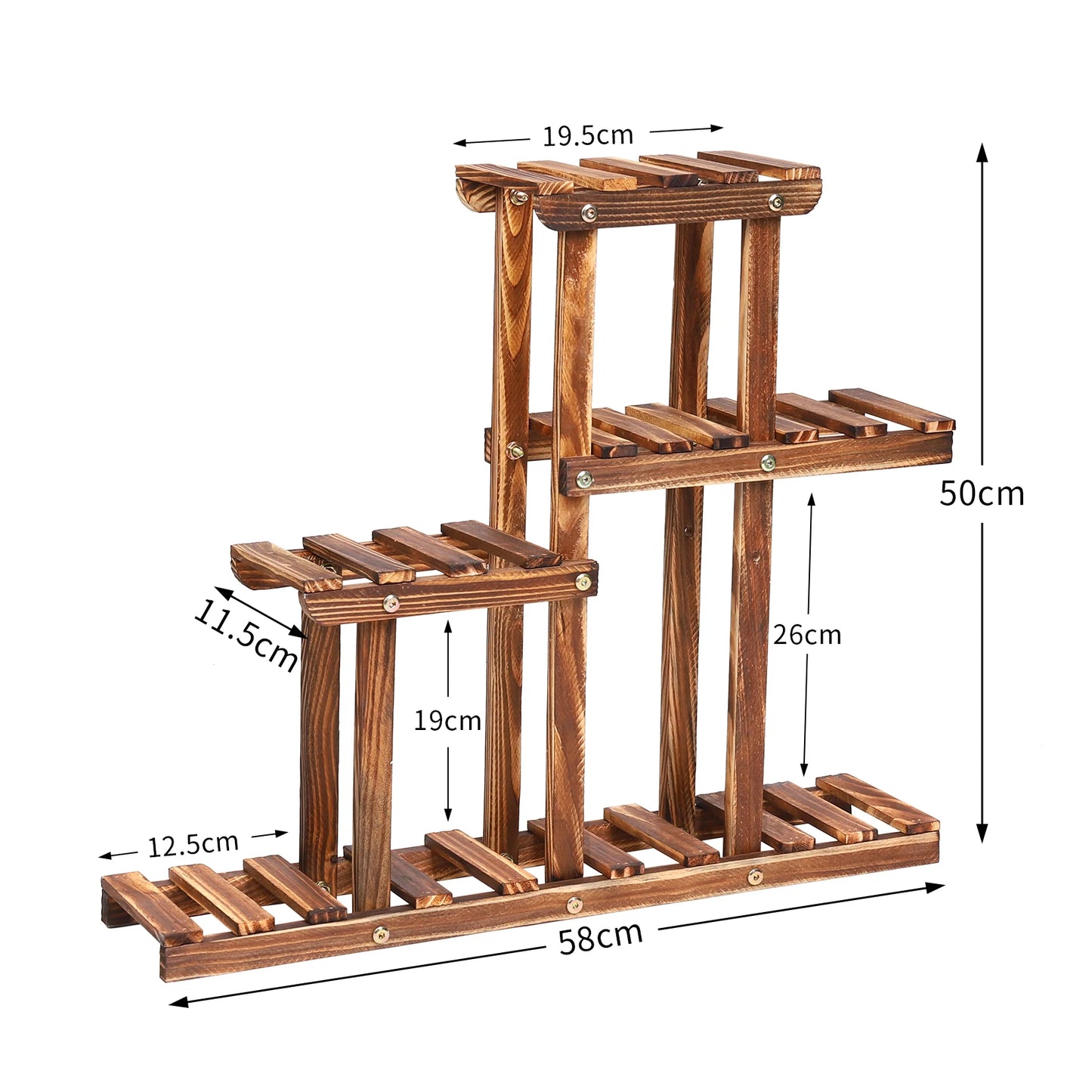 BINGOPAW Carbonized Wood Plant Stand Multi Tier Succulent Rack