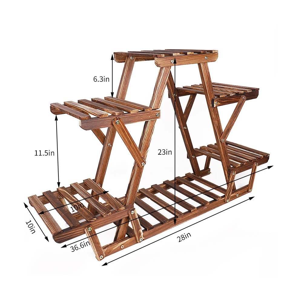Wisfor 6 Tier Wood Plant Stand Triangle Corner Indoor Outdoor