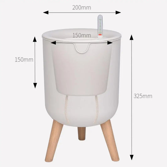 Automatic Self-Watering Bamboo Flower Pot With Wooden Bracket