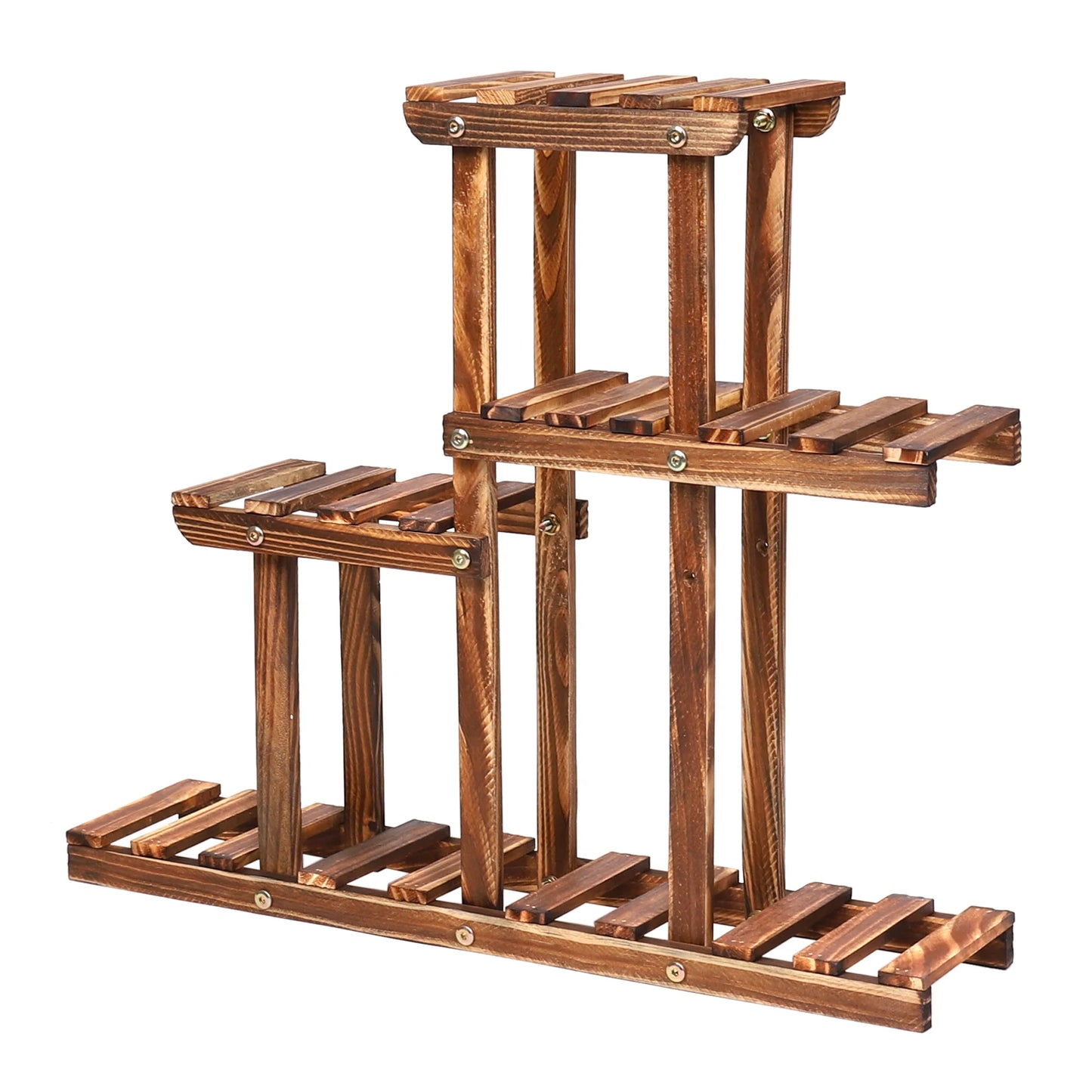 BINGOPAW Carbonized Wood Plant Stand Multi Tier Succulent Rack