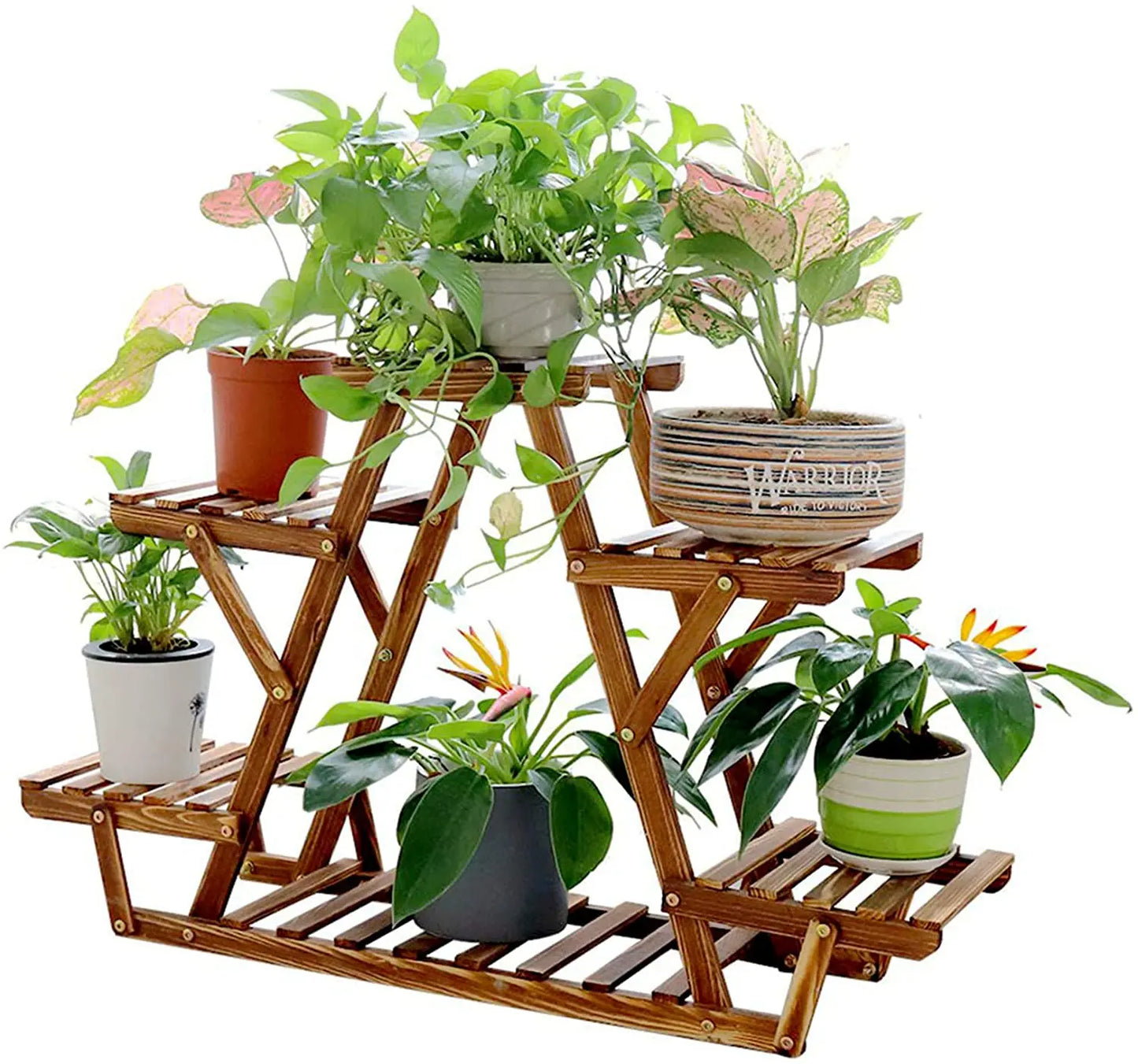 Wisfor 6 Tier Wood Plant Stand Triangle Corner Indoor Outdoor