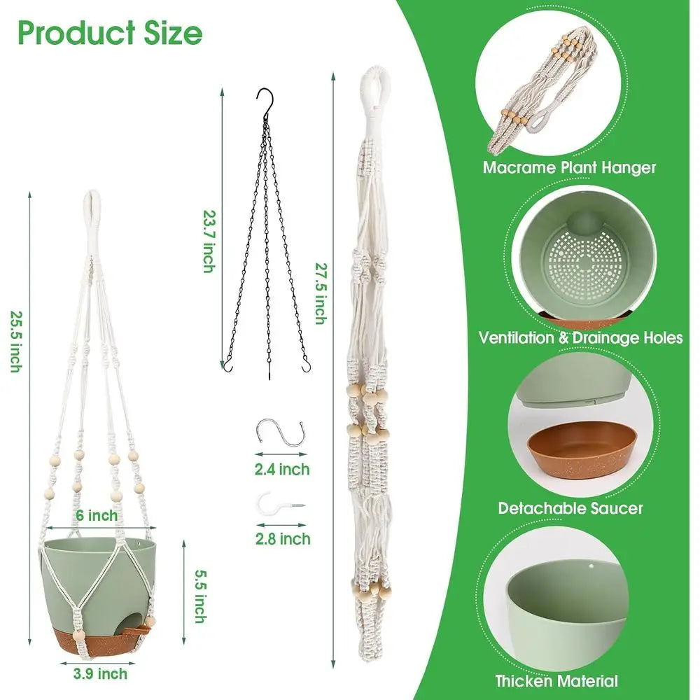 Self Watering Hanging Planters Indoor Outdoor With Drainage 2 Pack