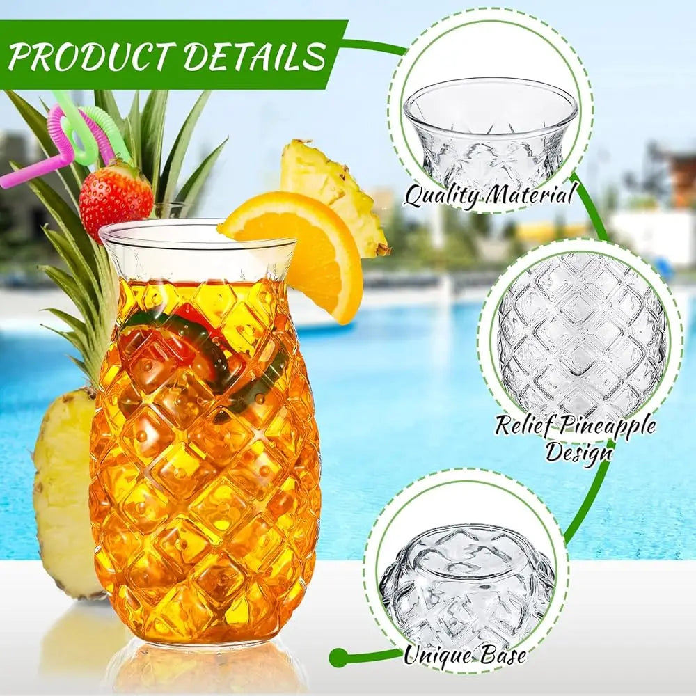 Set Of 8 Tiki Pineapple Glasses 17 Oz Retro Relief Cups Clear Pineapple Drinup For Wine Cocktail Drink I Whiskey Juice Outdoor