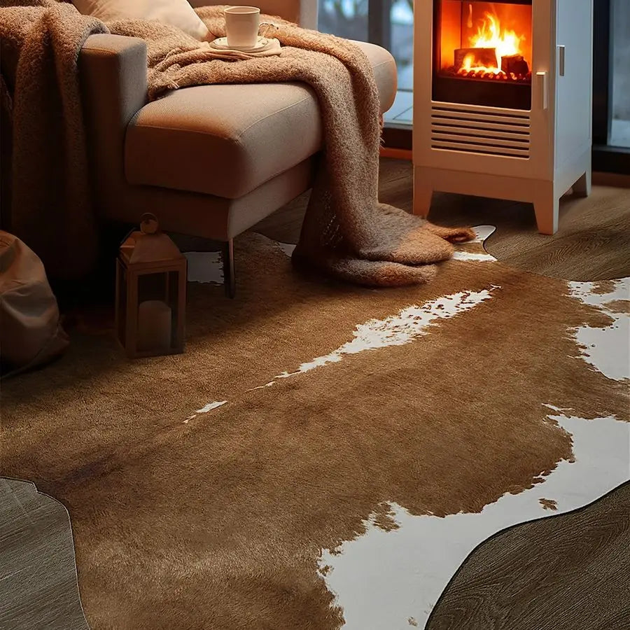 Premium Faux Cowhide Rug Cow Print Western Style Living Room