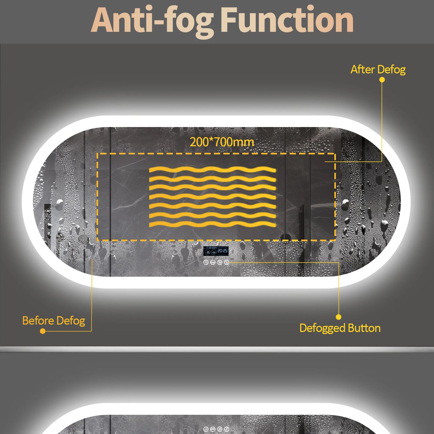 Wisfor Oval LED Bathroom Mirror with Lights Anti Fog Bluetooth