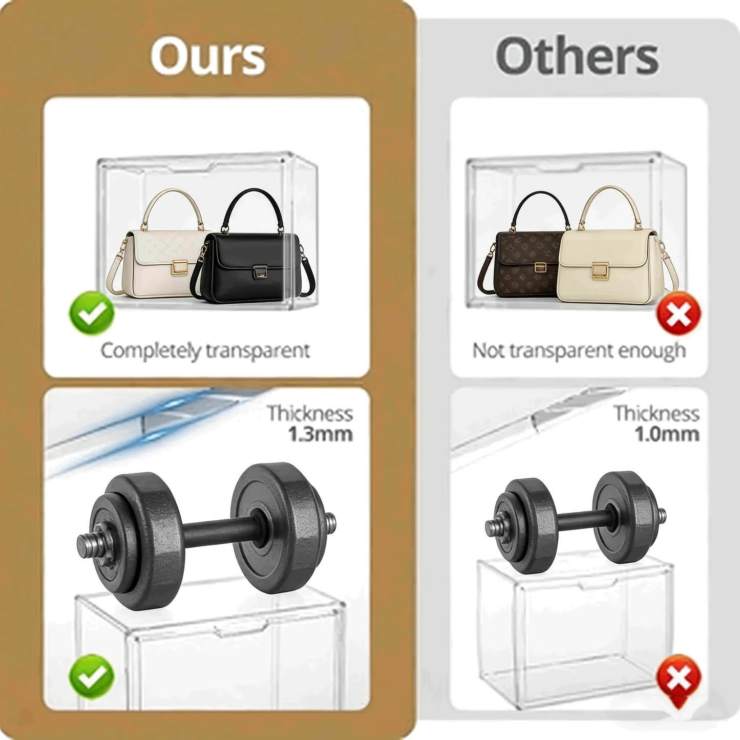 Purse Organizer In Clear Acrylic Display Case With Magnetic Door