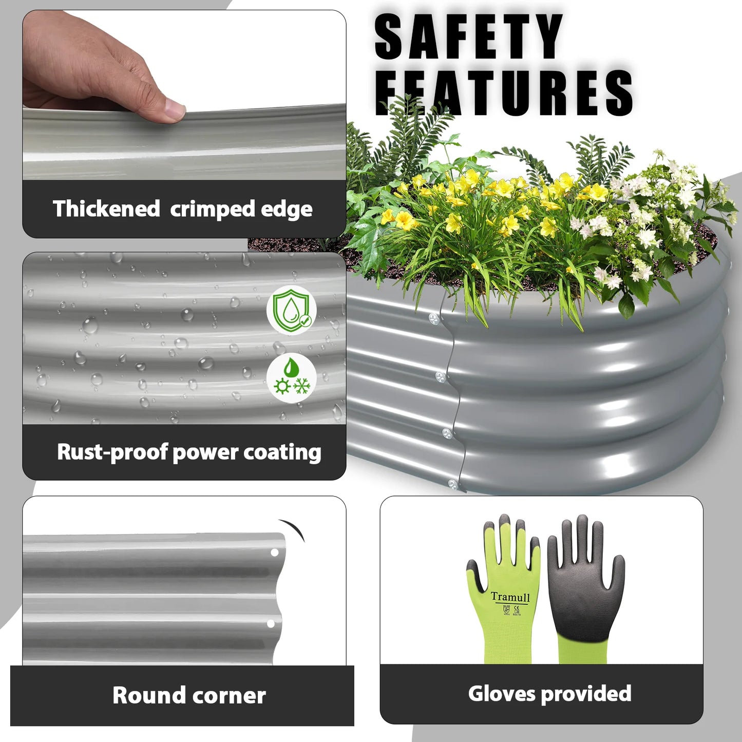 Tramull Galvanized Raised Garden Bed Kit 2 Pack Oval Planter