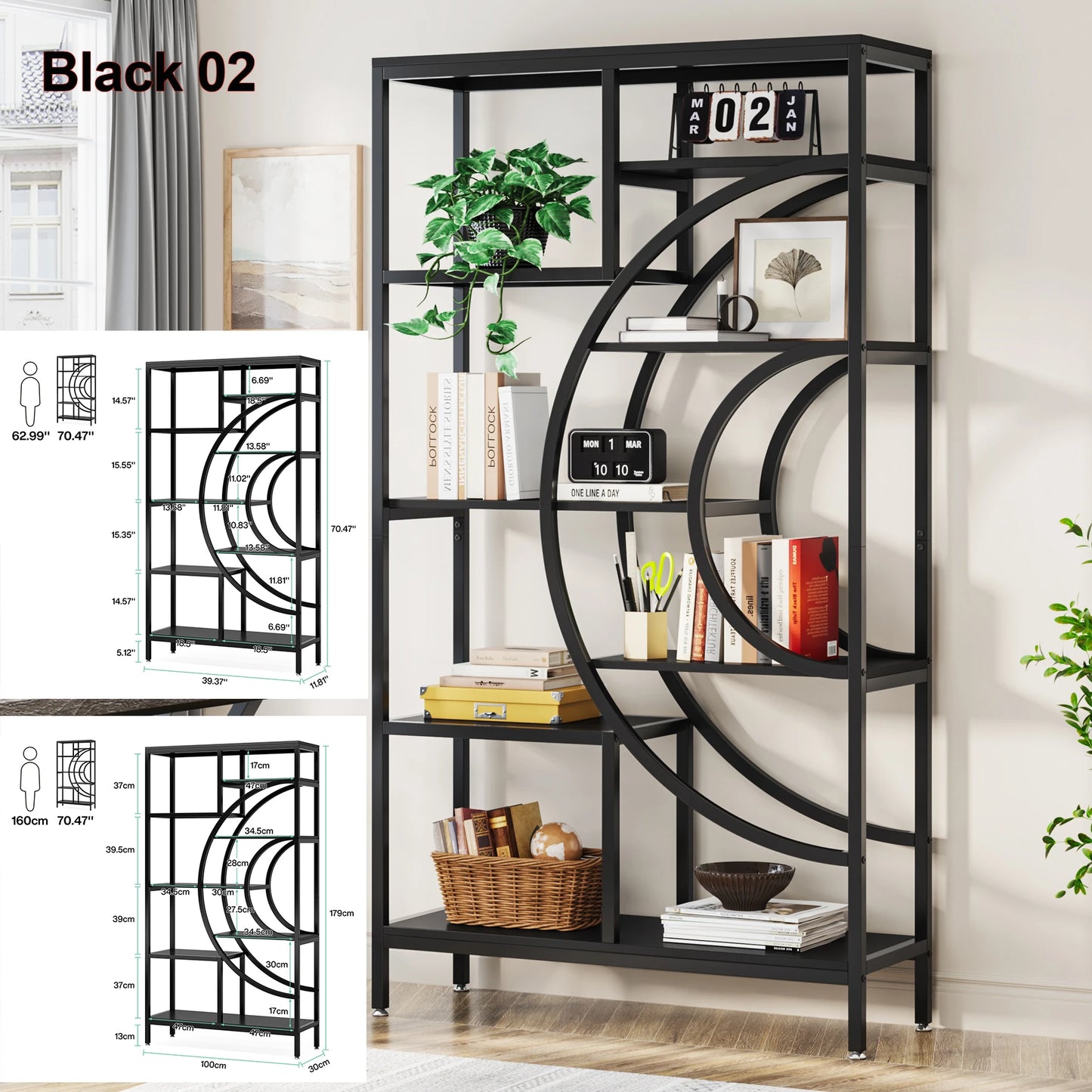 Tribesigns Industrial 5-Tier Etagere Bookshelf