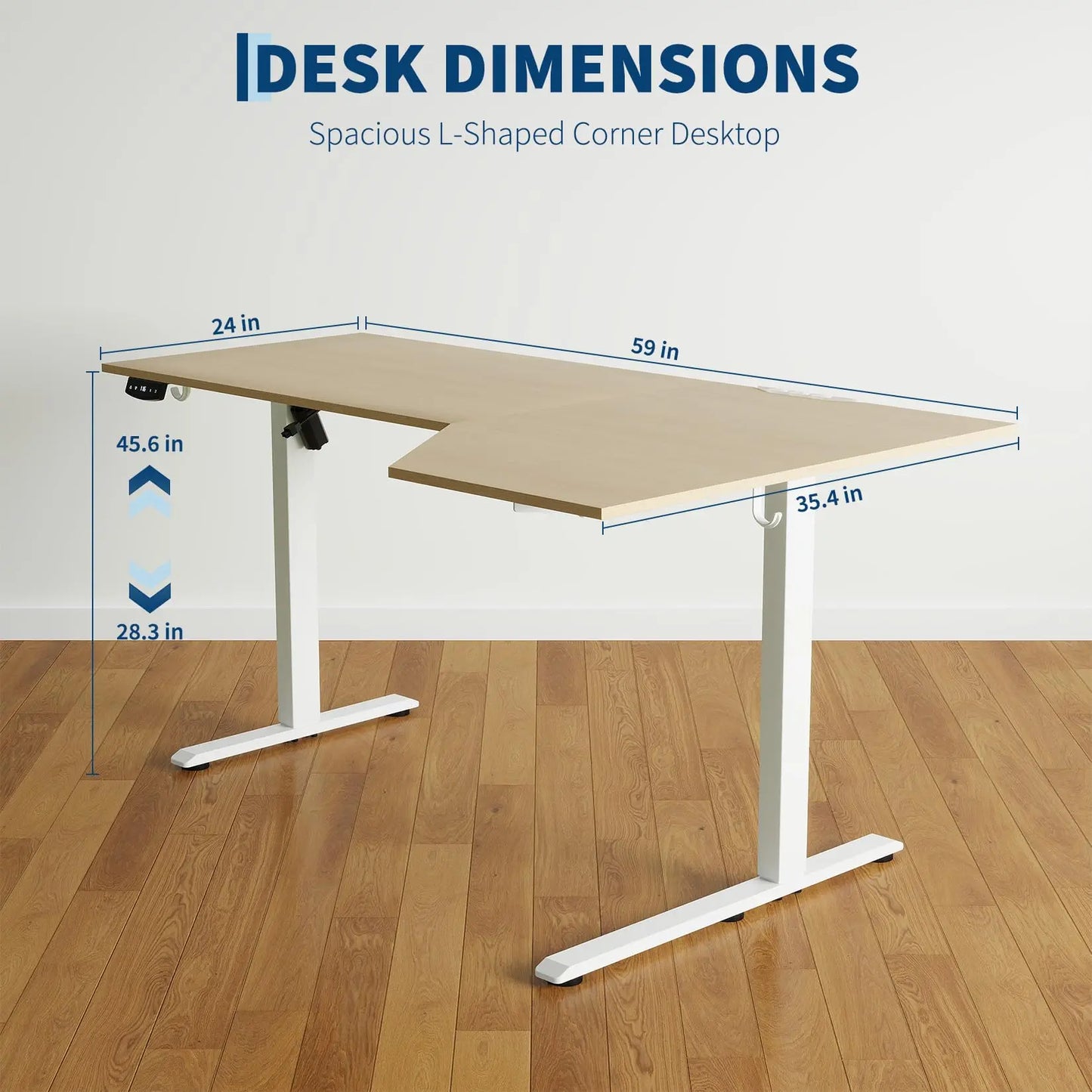 L Shaped Electric Standing Desk – Height Adjustable 59 x 35 Inch Ergonomic Perch Stand Workstation – Memory Preset – Executive Writing Table for Home or Office – US Standard, 59 Inches
