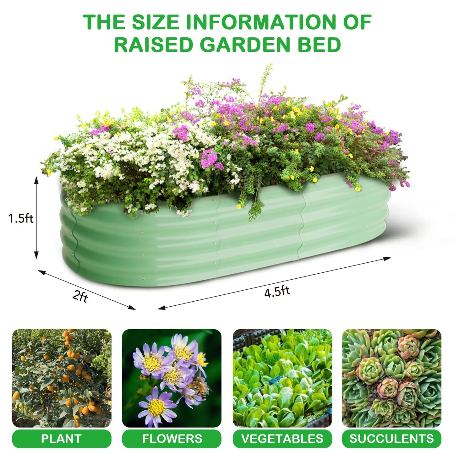 HiMISS 2-Pack Oval Galvanized Steel Raised Garden Beds