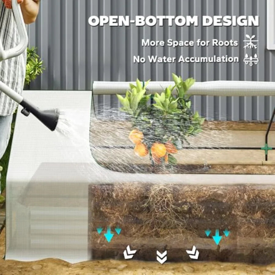 Galvanized Metal Planter Box With Mini Greenhouse Cover For Patio Balcony