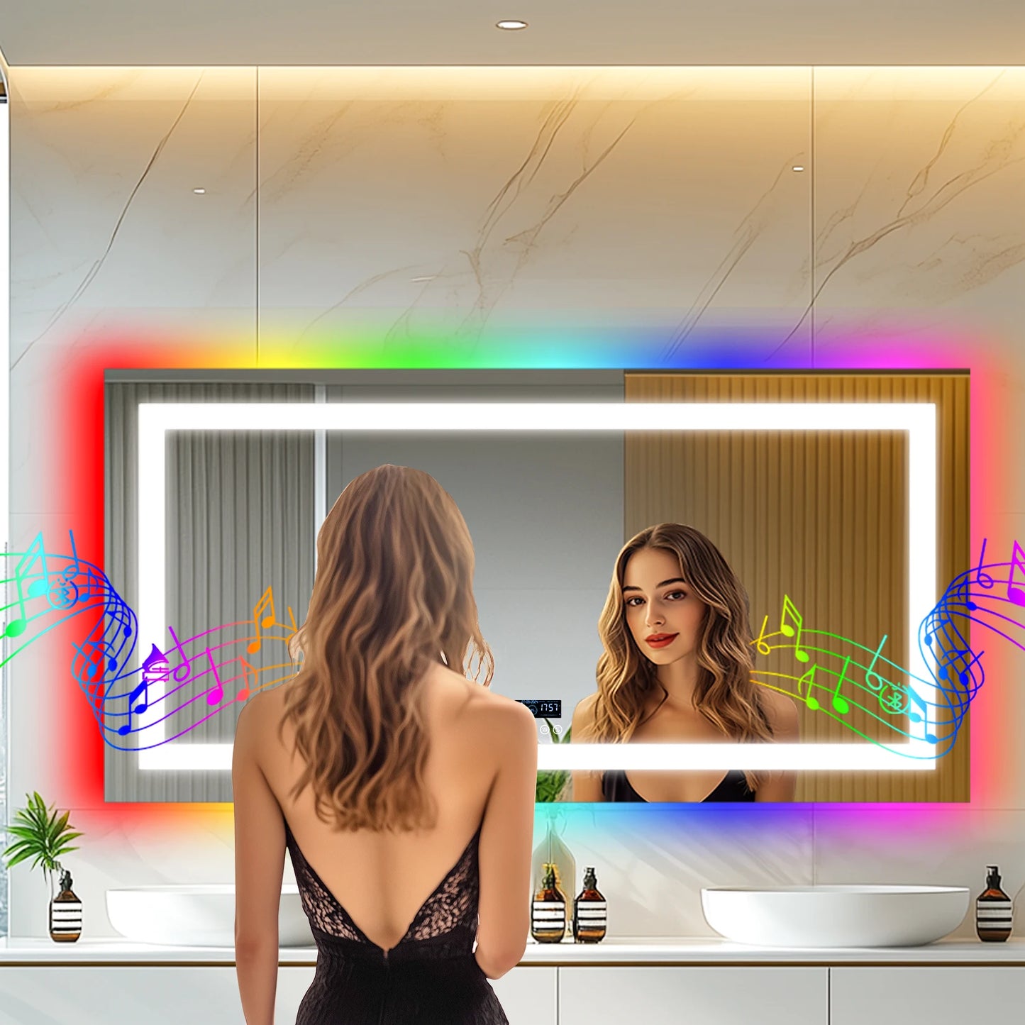 Wisfor LED Bathroom Mirror With Lights Anti Fog RGB Dimmable