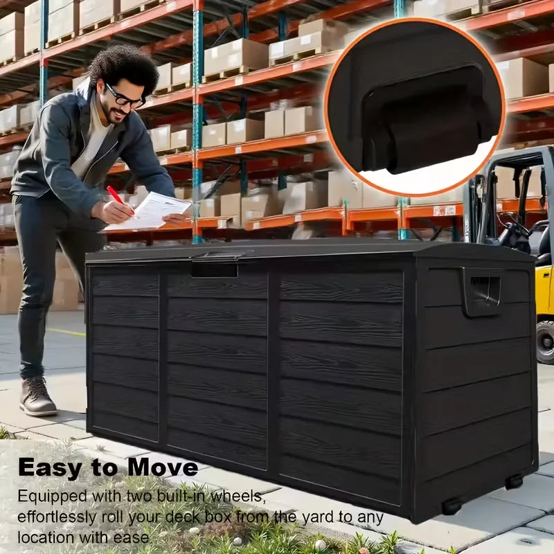Outdoor Deck Box With Lockable Lid Heavy Duty Plastic Storage