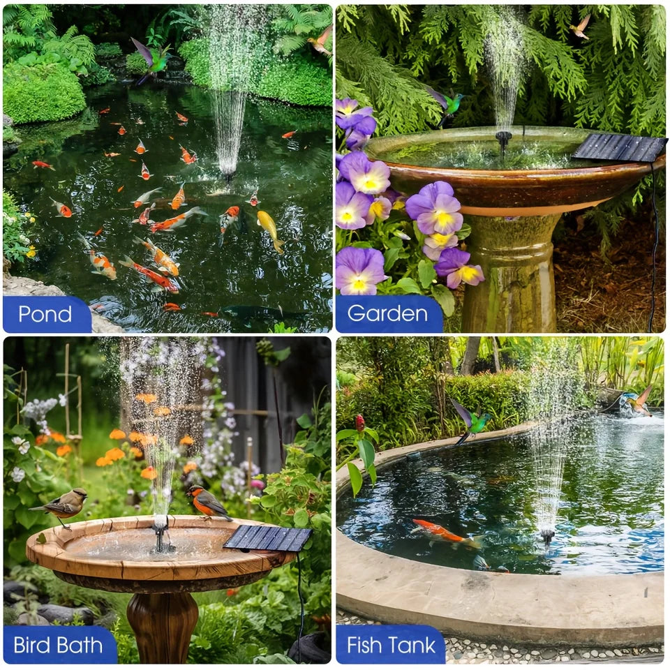Solar Fountain With 6 Nozzles And Floating Pump