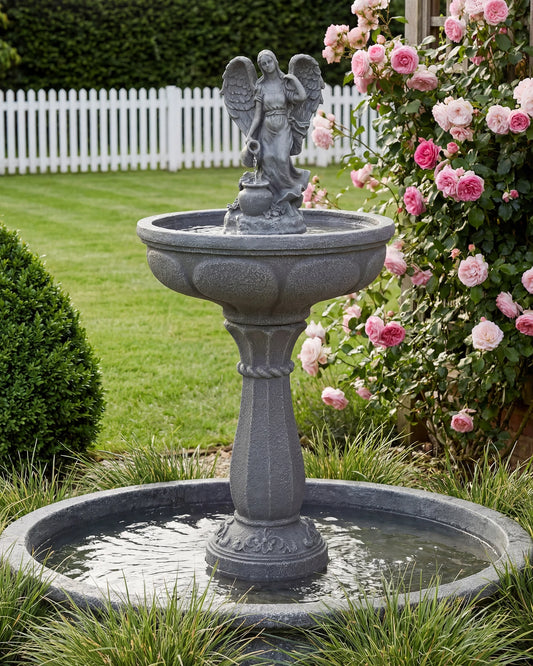 Outdoor Water Fountain With Whisper Quiet Pump Freestanding Resin