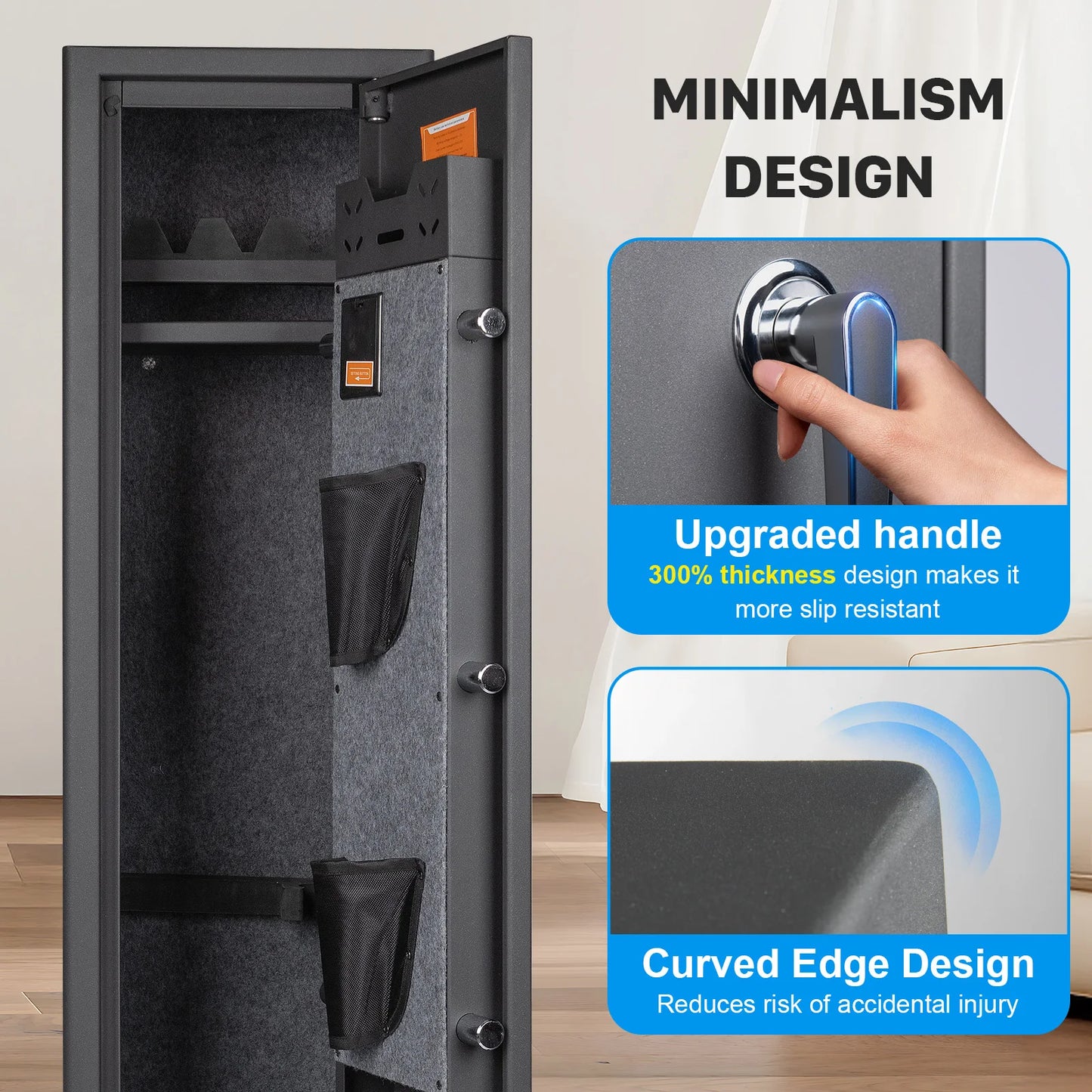Biometric Gun Safe For Rifles And Pistols With Removable Shelf