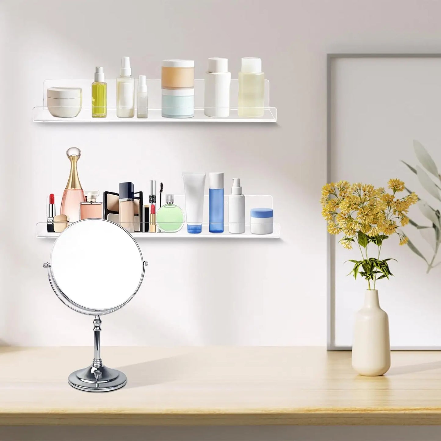 Clear Acrylic Floating Shelves Wall Ledge Bathroom Storage