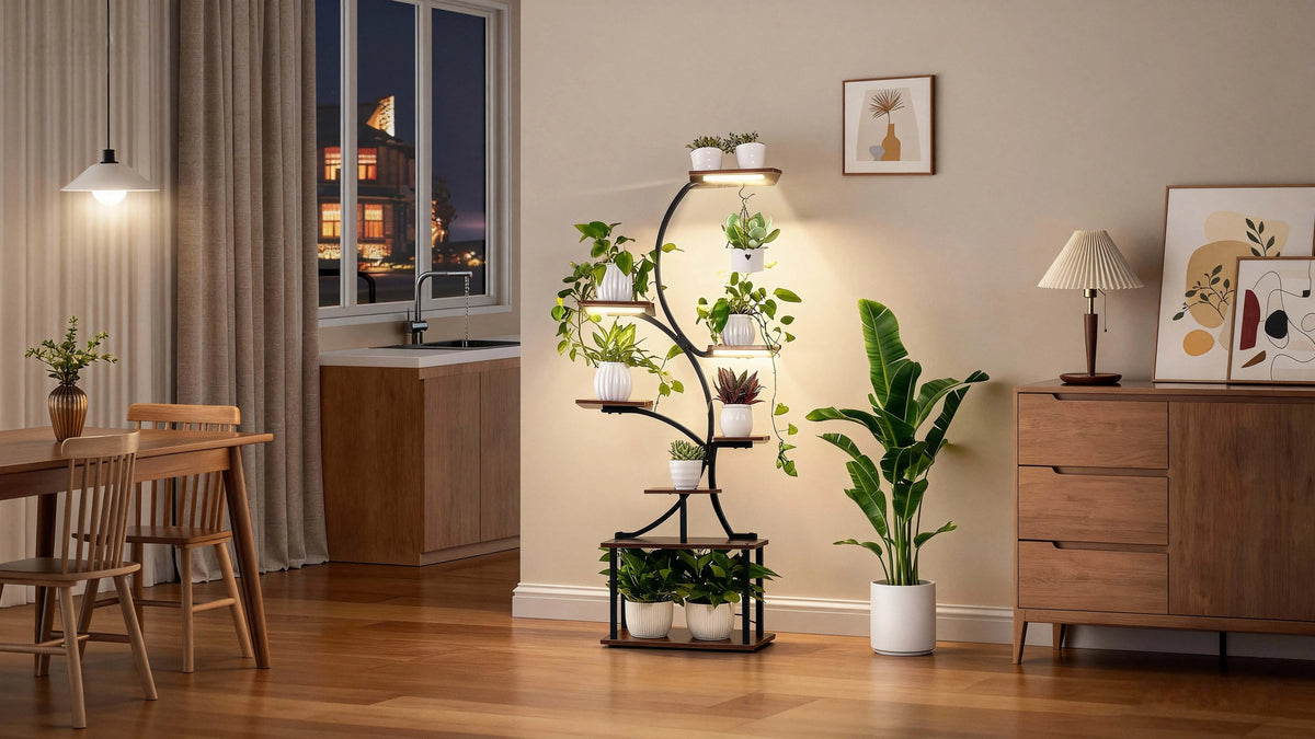 8 Tier Metal Indoor Plant Stand With Grow Lights
