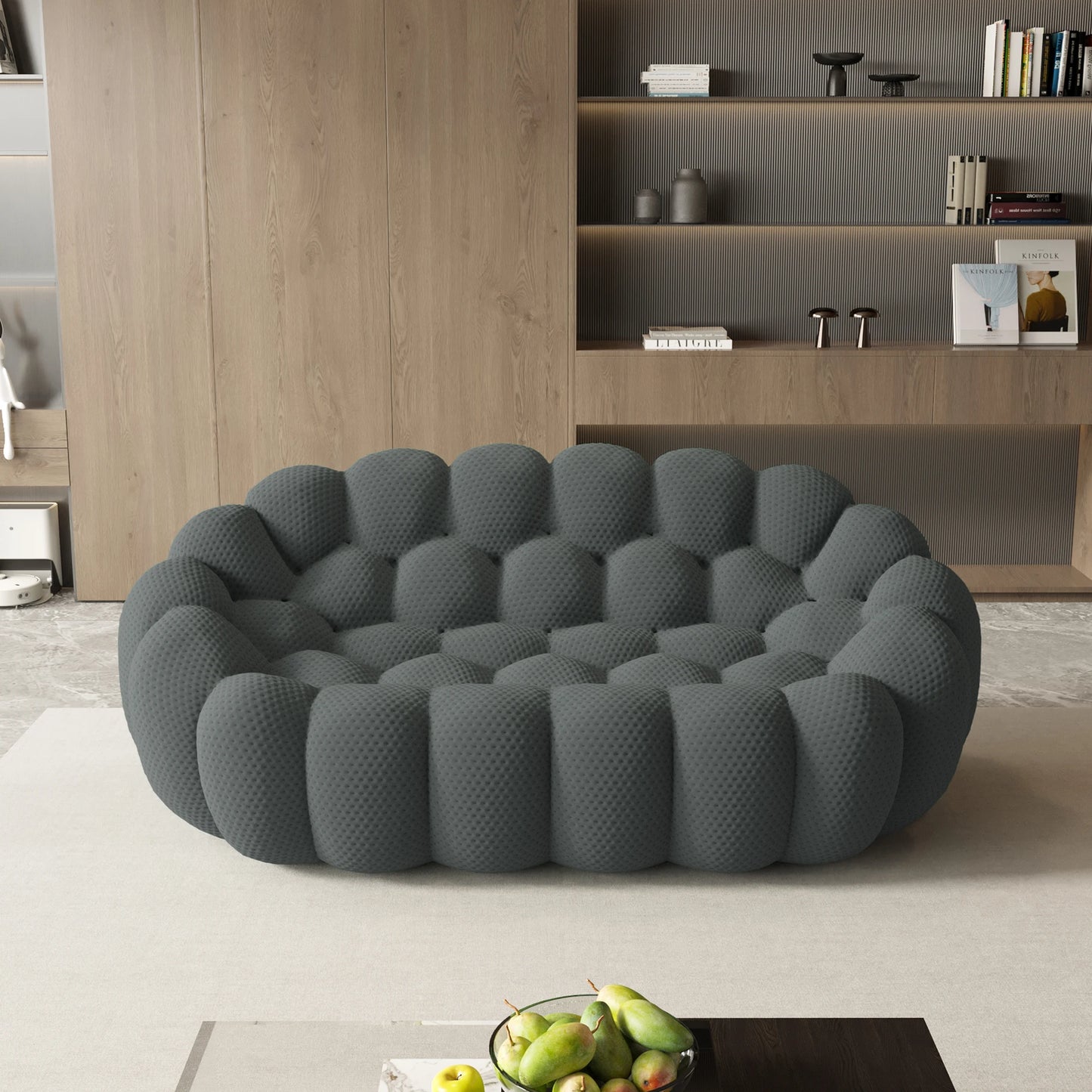 Sdorens Modern Curved Boneless Sofa 3D Knitted Fabric Loveseat