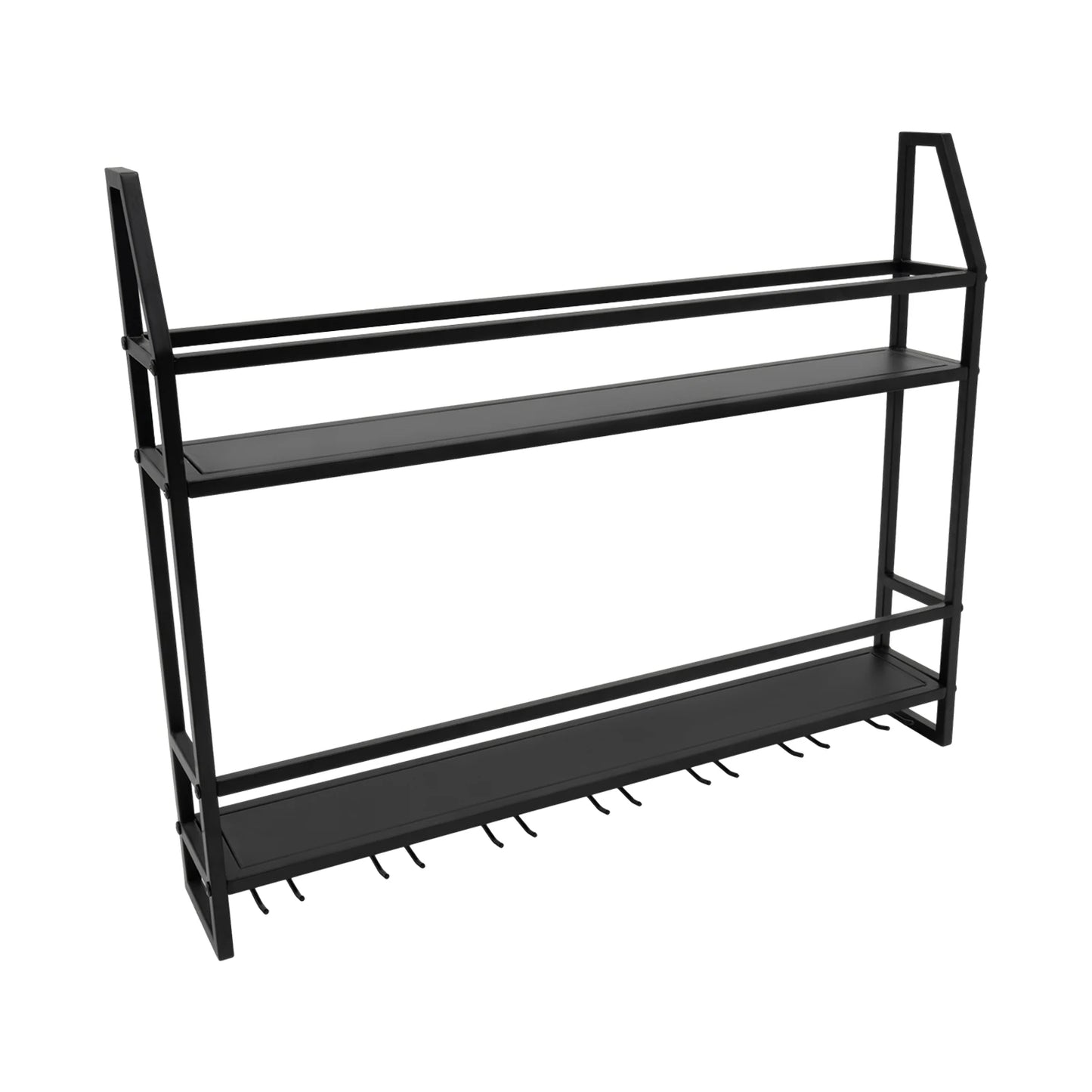 Double-layer Wine Rack Wall-Mounted Glass Holder Shelf Organizer Shelves Storage 7 Glasses Hook Hanging for Kitchen Restaurant