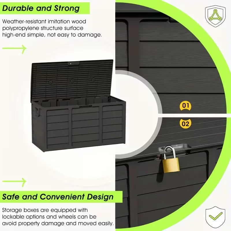 Outdoor Deck Box With Lockable Lid Heavy Duty Plastic Storage