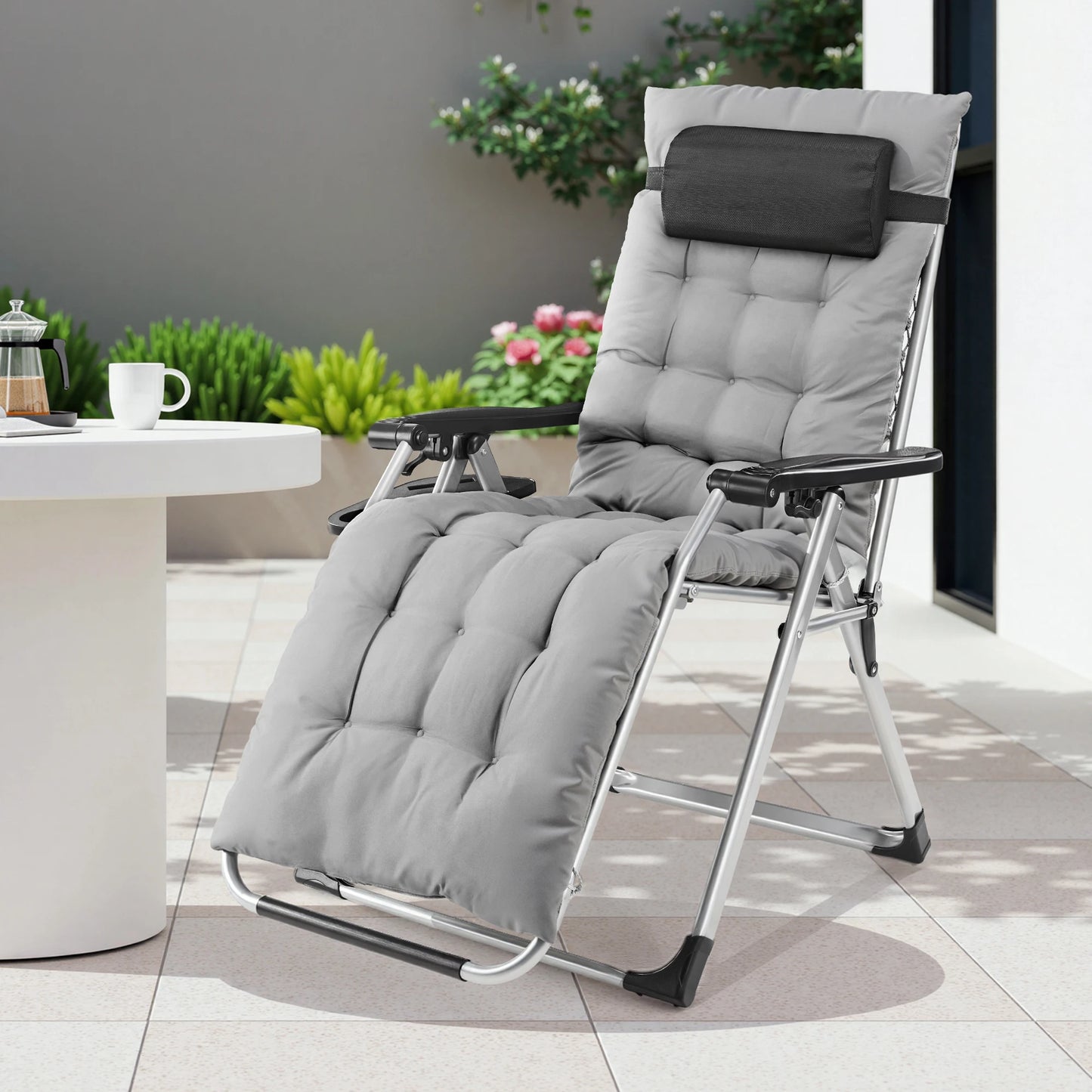 JHK Zero Gravity Folding Outdoor Recliner Chair With Cup Holders
