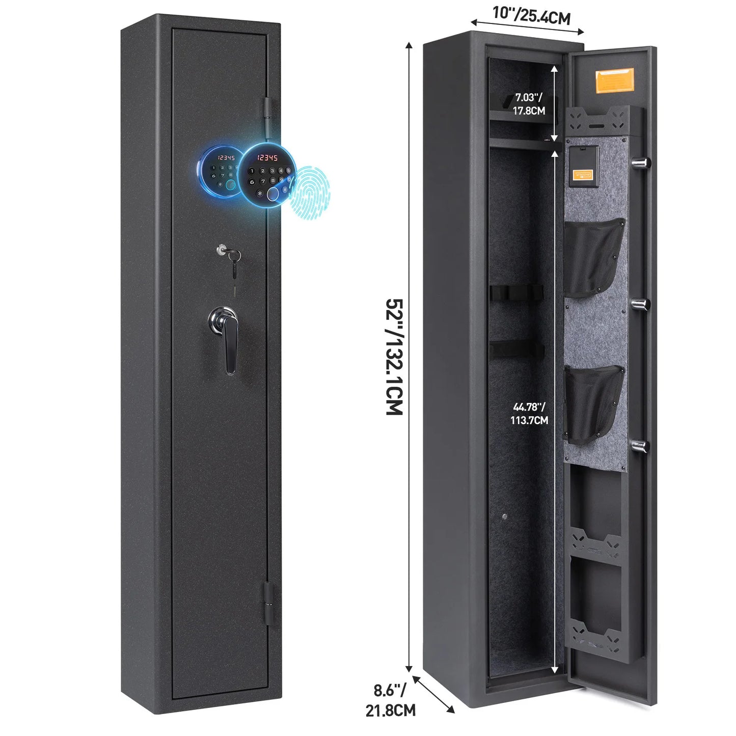 Biometric Gun Safe For Rifles And Pistols With Removable Shelf