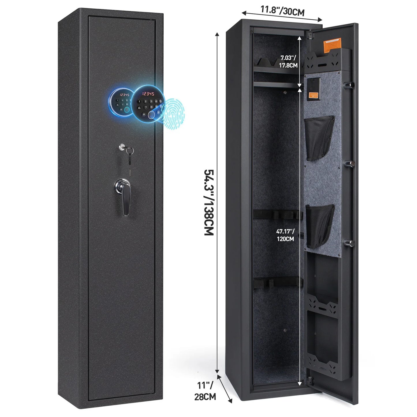 Biometric Gun Safe For Rifles And Pistols With Removable Shelf