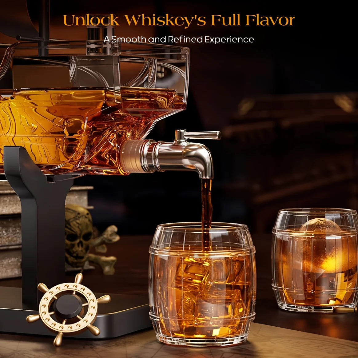 Kollea Father's Day Mother's Day Birthday Gifts for Men Dad, Pirate Ship Whiskey Decanter Set with 2 Glasses, Liquor Dispenser for Home Bar, Funny Gift Ideas for Him, Husband, Father, Boyfriend, Anniversary, Sailor & Captain