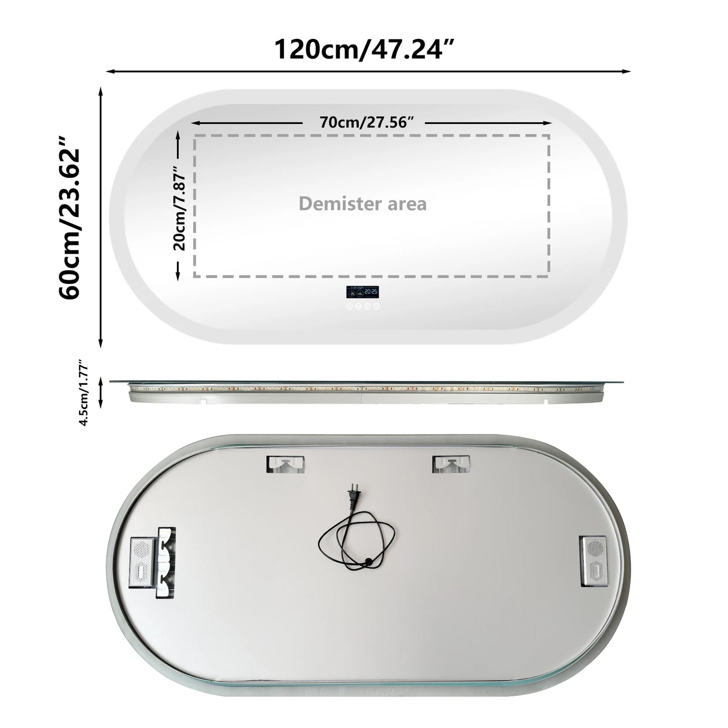 Wisfor Oval LED Bathroom Mirror with Lights Anti Fog Bluetooth