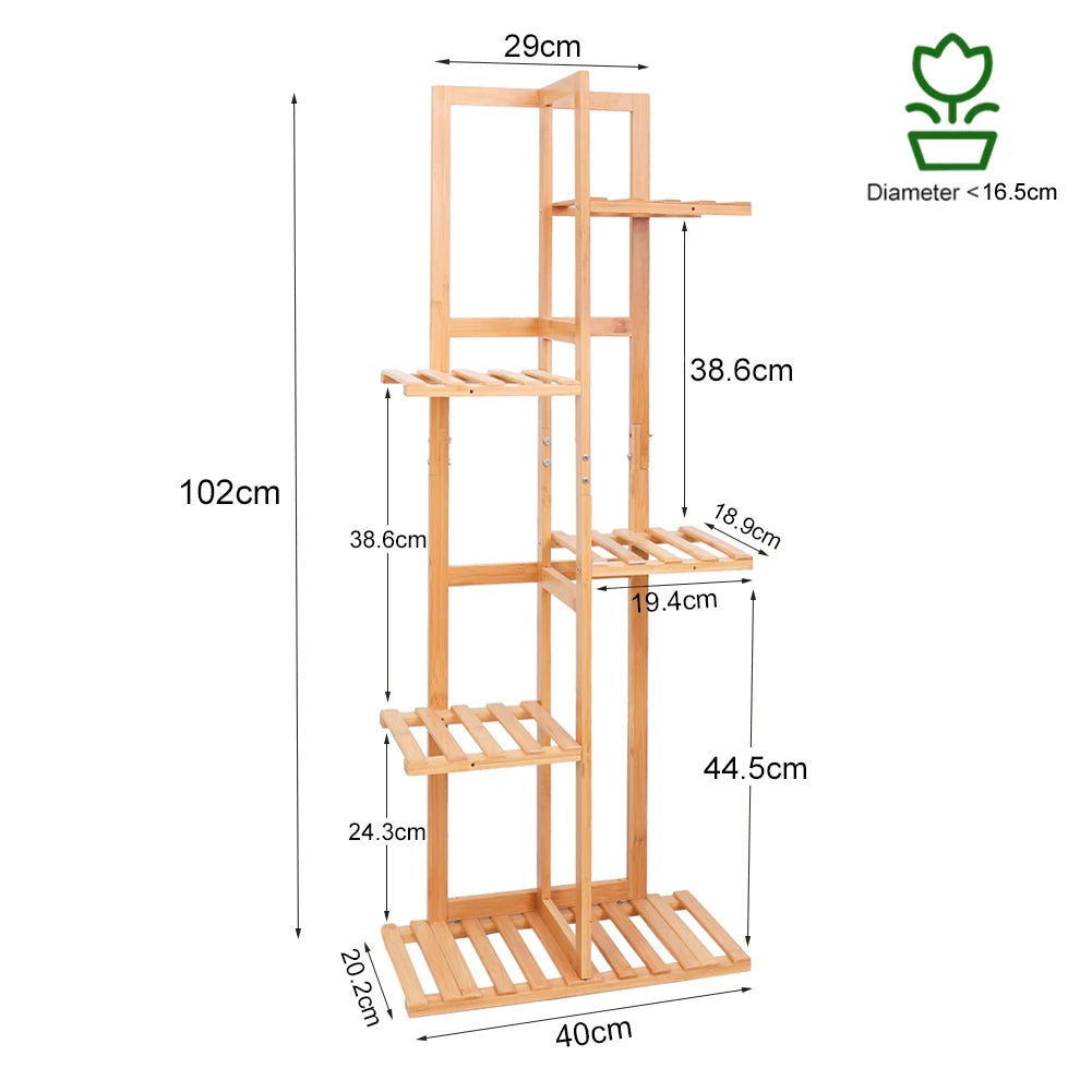 Bamboo Plant Stand Tall  Flower Stand Storage Display Rack for Indoor Outdoor