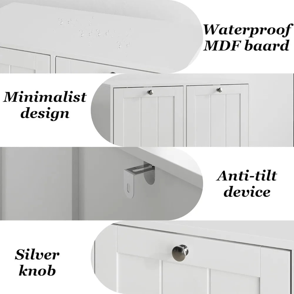 Tilt Out Double Laundry Hamper Cabinet With Removable Baskets